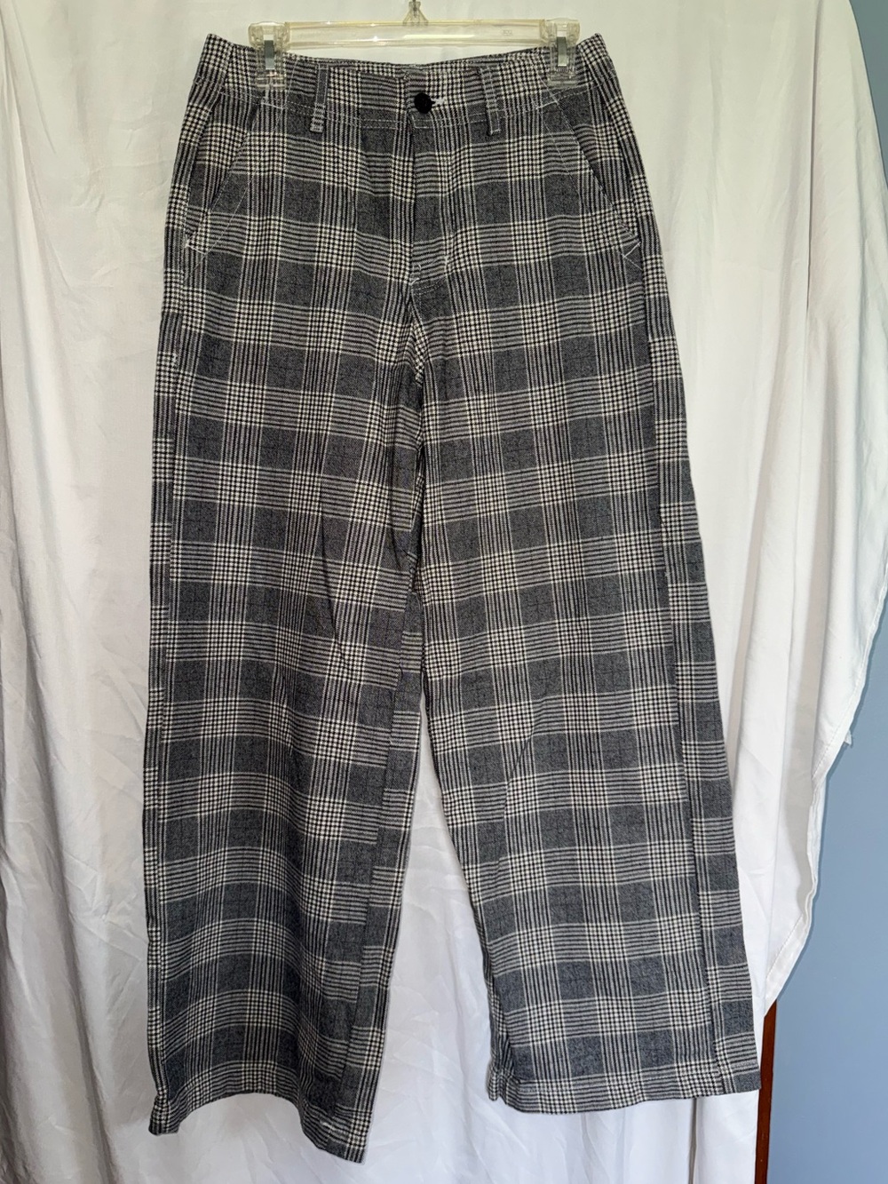 American Eagle Outfitters Black & White Plaid Wide Leg Pants